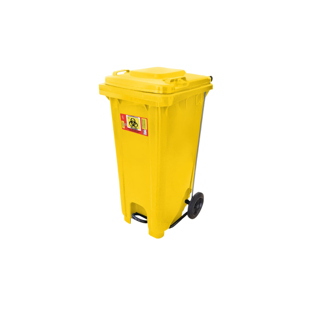 CONTENEDORES DE BASURA CON PEDAL DE 120 LITROS CON IMPRESO RPBI SKU 8739 RPBI