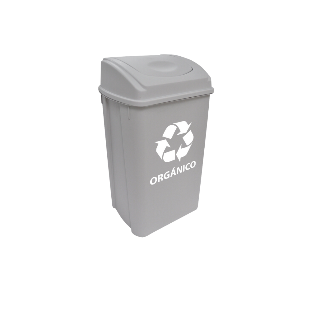 BOTE DE BASURA MEDIANO 42 LITROS BALANCÍN FRONTAL PARA RESIDUOS ORGÁNICOS E INORGÁNICOS