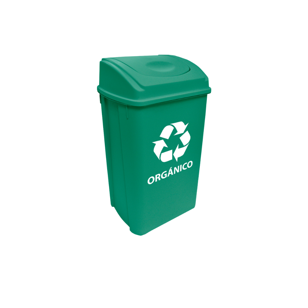 BOTE DE BASURA MEDIANO 42 LITROS BALANCÍN FRONTAL PARA RESIDUOS ORGÁNICOS E INORGÁNICOS