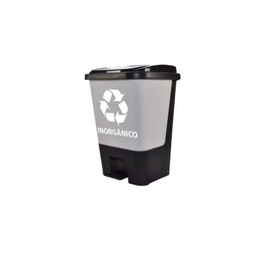 BOTE DE BASURA PARA INORGÁNICOS CON PEDAL Y TAPA 17 LITROS MARCA SABLÓN COLOR NEGRO CON GRIS 8804IN