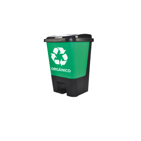 BOTE DE BASURA PARA ORGÁNICOS CON PEDAL Y TAPA 17 LITROS MARCA SABLÓN COLOR NEGRO CON VERDE 8806OR
