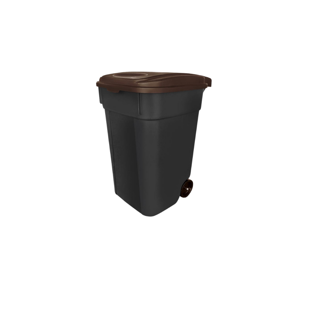 CONTENEDORES PARA BASURA 145 L COLOR NEGRO CON TAPAS DE COLORES