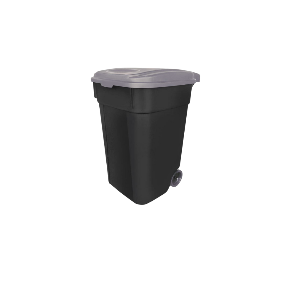 CONTENEDORES PARA BASURA 145 L COLOR NEGRO CON TAPAS DE COLORES