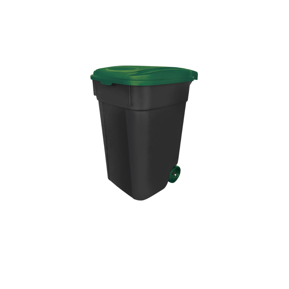 CONTENEDORES PARA BASURA 145 L COLOR NEGRO CON TAPAS DE COLORES