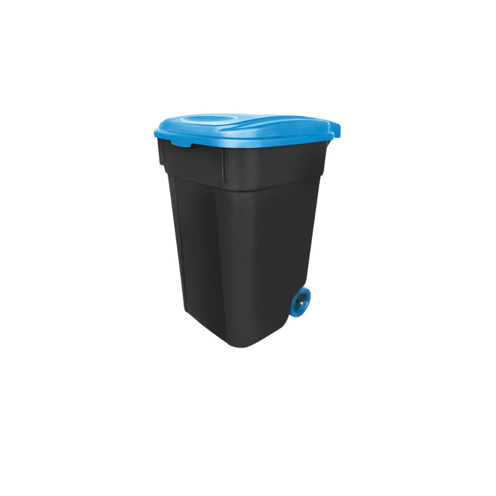 CONTENEDORES PARA BASURA 145 L COLOR NEGRO CON TAPAS DE COLORES