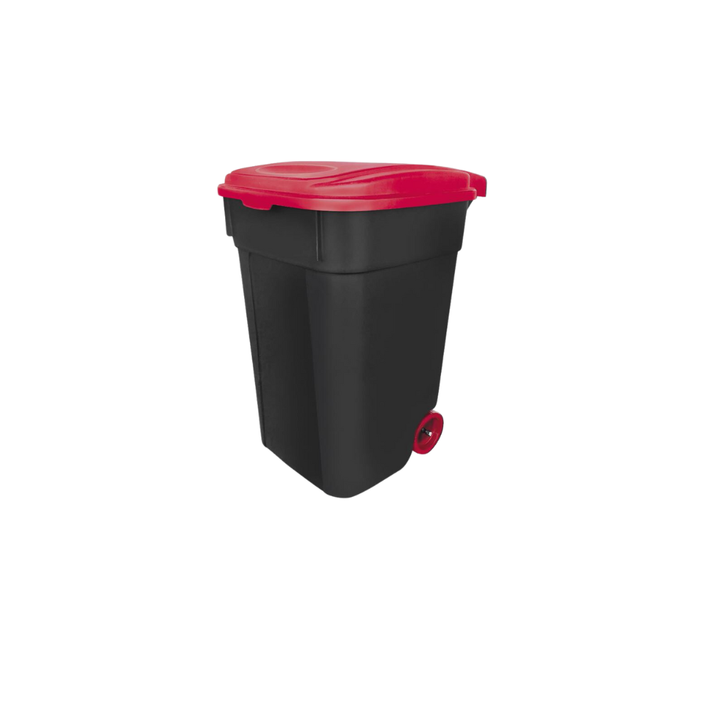 CONTENEDORES PARA BASURA 145 L COLOR NEGRO CON TAPAS DE COLORES