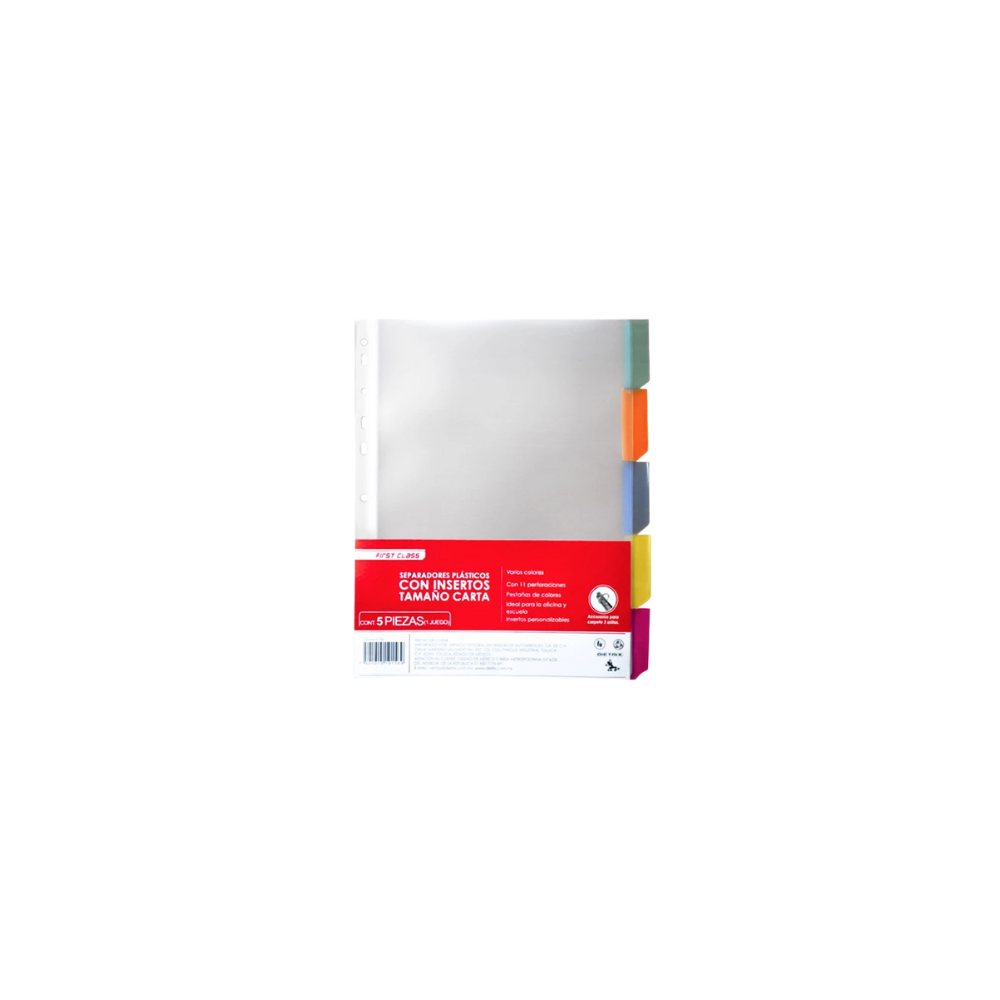 SEPARADOR PLÁSTICO MULTICOLOR CARTA 5 DIVISIONES DIETRIX 9156