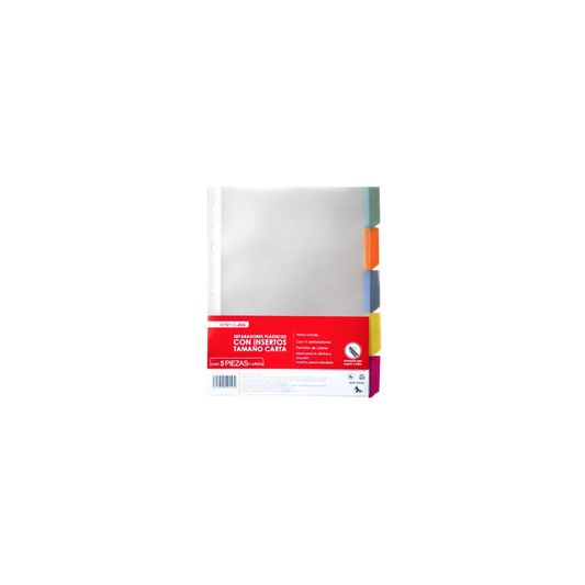 SEPARADOR PLÁSTICO MULTICOLOR CARTA 5 DIVISIONES DIETRIX 9156