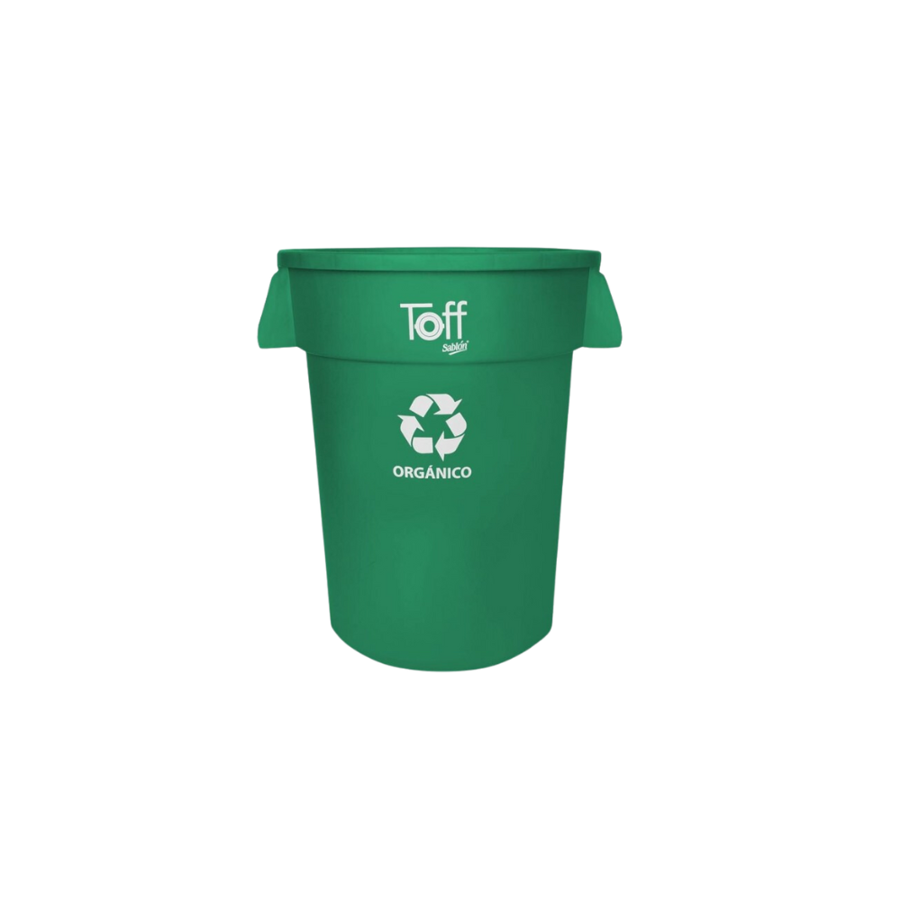 CONTENEDOR DE BASURA TOFF 120 LITROS CON IMPRESO ORGÁNICO O INORGÁNICO SKU 9196OR