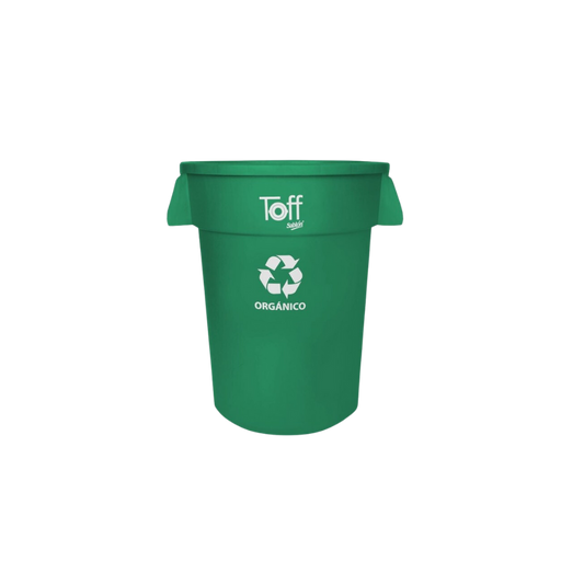 CONTENEDOR DE BASURA TOFF 120 LITROS CON IMPRESO ORGÁNICO O INORGÁNICO SKU 9196OR