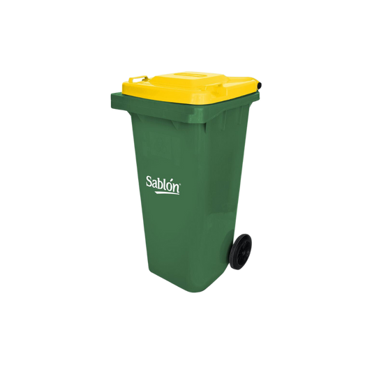 CONTENEDORES DE BASURA CON PEDAL 120 LITROS CUERPO VERDE Y TAPAS DE COLOR MARCA SABLÓN 8336VD
