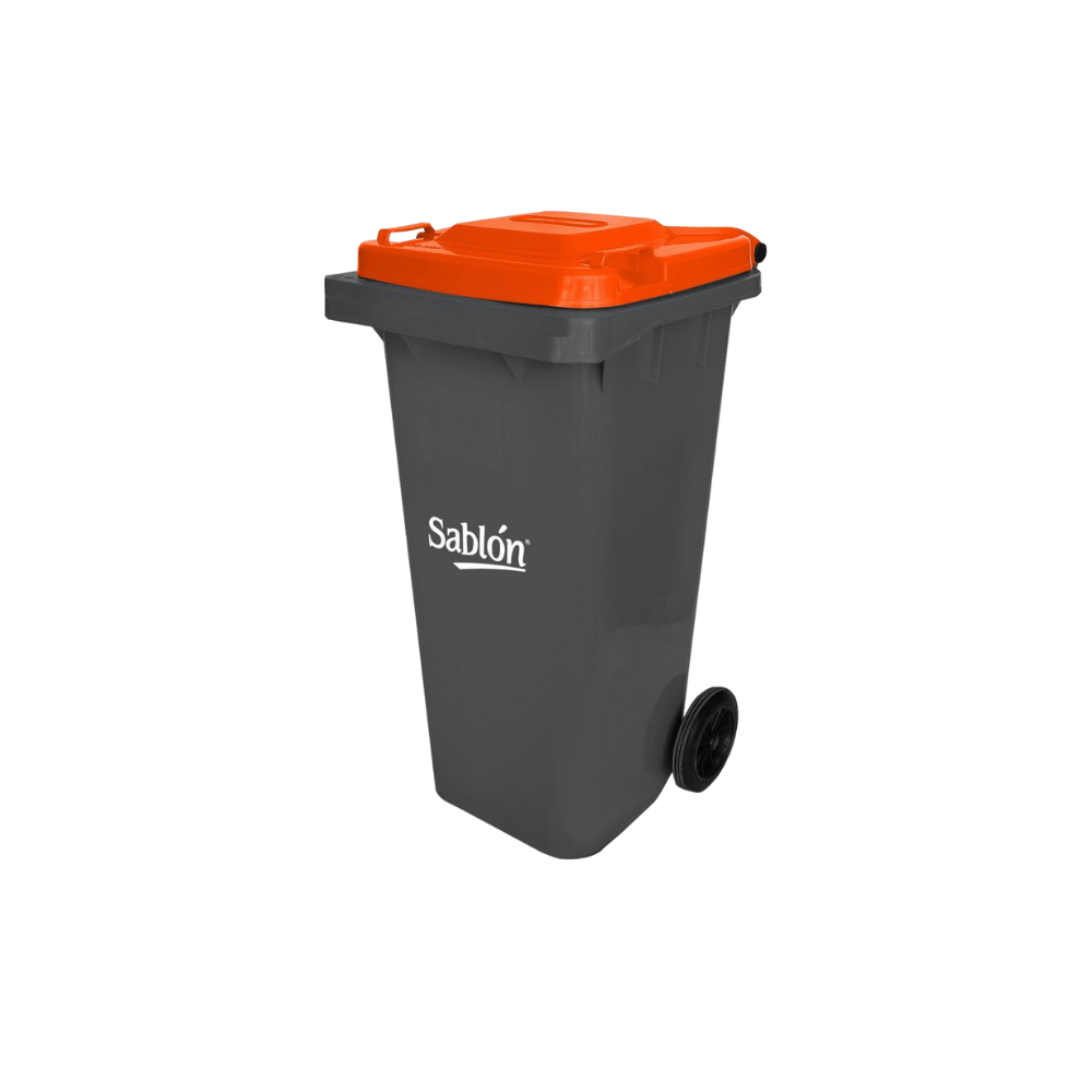 CONTENEDORES DE BASURA CON PEDAL 120 LITROS CUERPO GRIS Y TAPAS DE COLOR 8324GR 8323AM