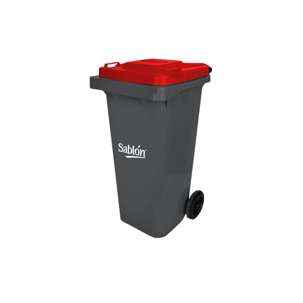 CONTENEDORES DE BASURA CON PEDAL 120 LITROS CUERPO GRIS Y TAPAS DE COLOR 8324GR 8323AM