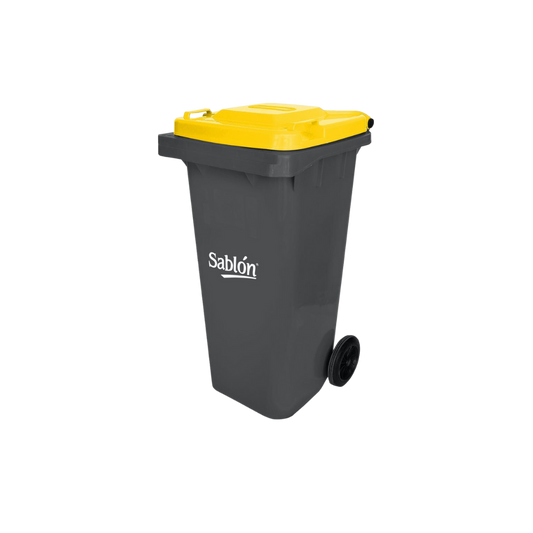 CONTENEDORES DE BASURA CON PEDAL 120 LITROS CUERPO GRIS Y TAPAS DE COLOR 8324GR 8323AM