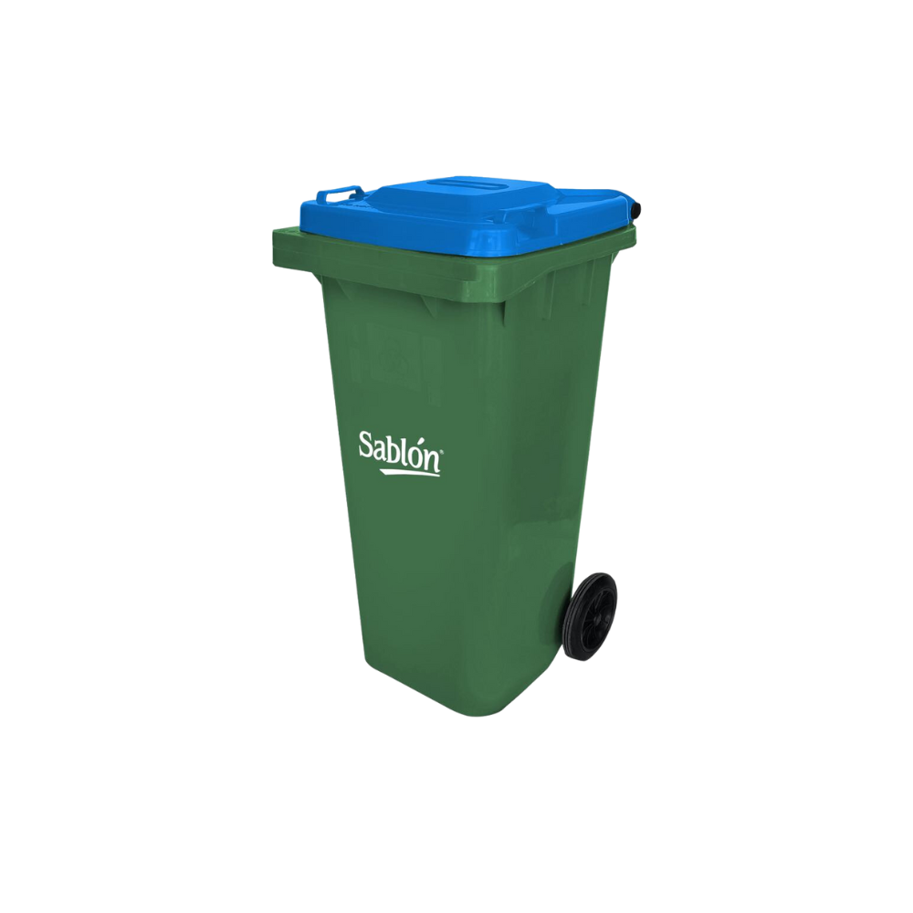 CONTENEDORES DE BASURA 120 LITROS CON CUERPO VERDE Y VARIEDAD DE TAPAS DE COLOR 9248NA
