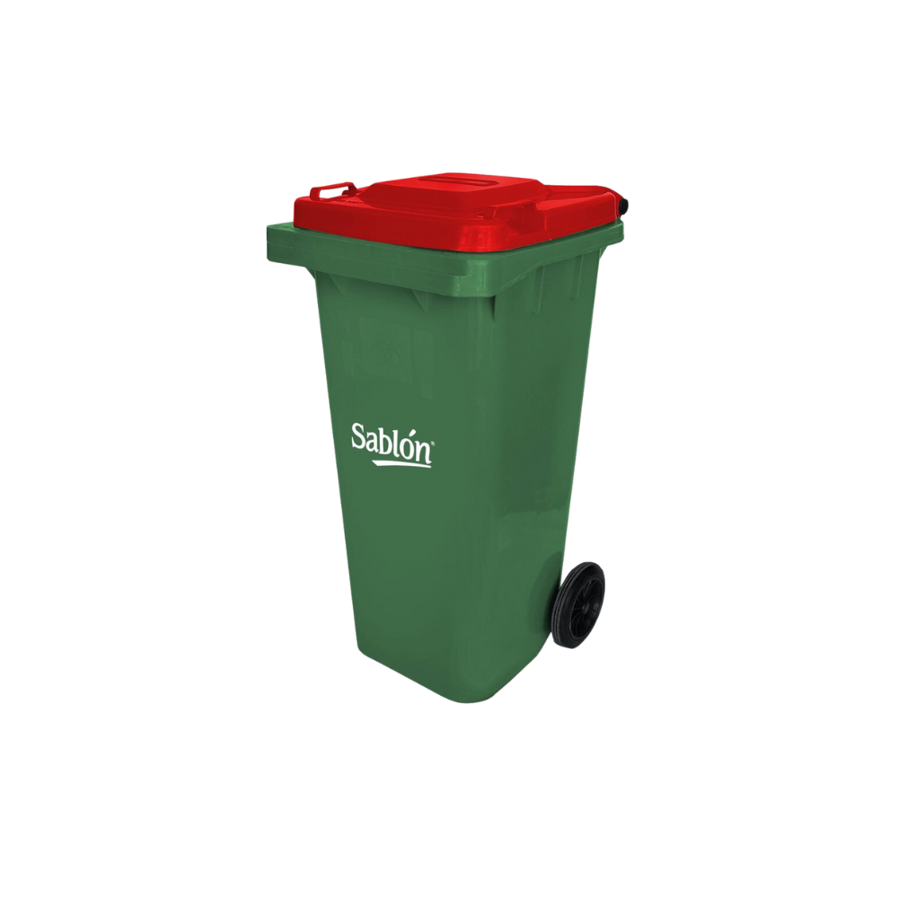 CONTENEDORES DE BASURA 120 LITROS CON CUERPO VERDE Y VARIEDAD DE TAPAS DE COLOR 9248NA