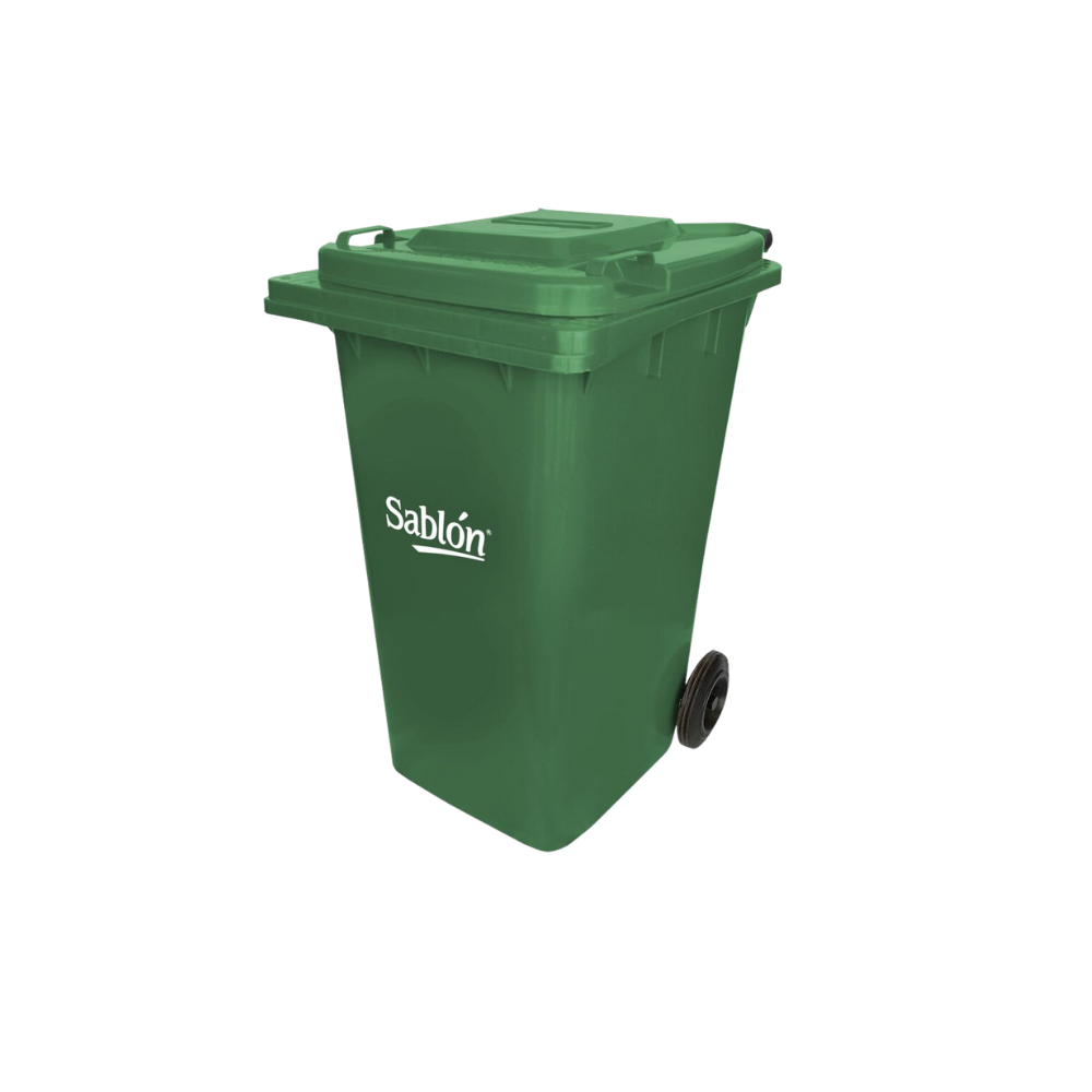 CONTENEDORES DE BASURA DE 240 LITROS SIN PEDAL CON CUERPO COLOR VERDE Y TAPAS DE COLOR 9263AM
