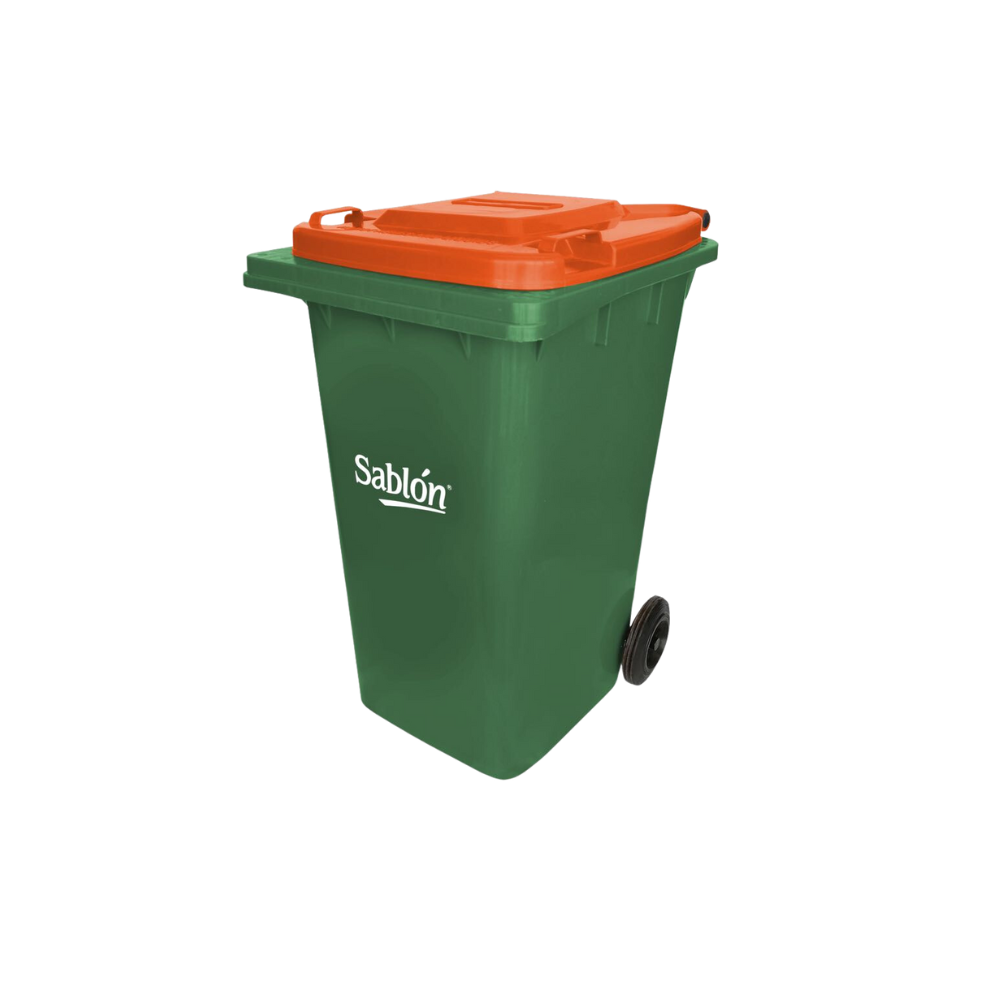 CONTENEDORES DE BASURA DE 240 LITROS SIN PEDAL CON CUERPO COLOR VERDE Y TAPAS DE COLOR 9263AM