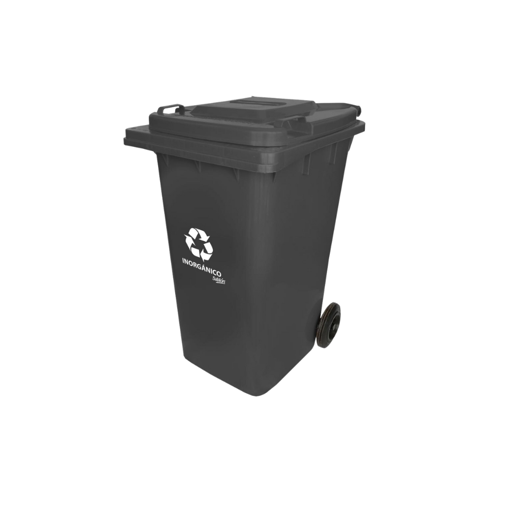 CONTENEDOR PARA BASURA 240 LITROS SIN PEDAL CON INSERTO ORGÁNICO, INORGÁNICO, RPBI. 9317IN