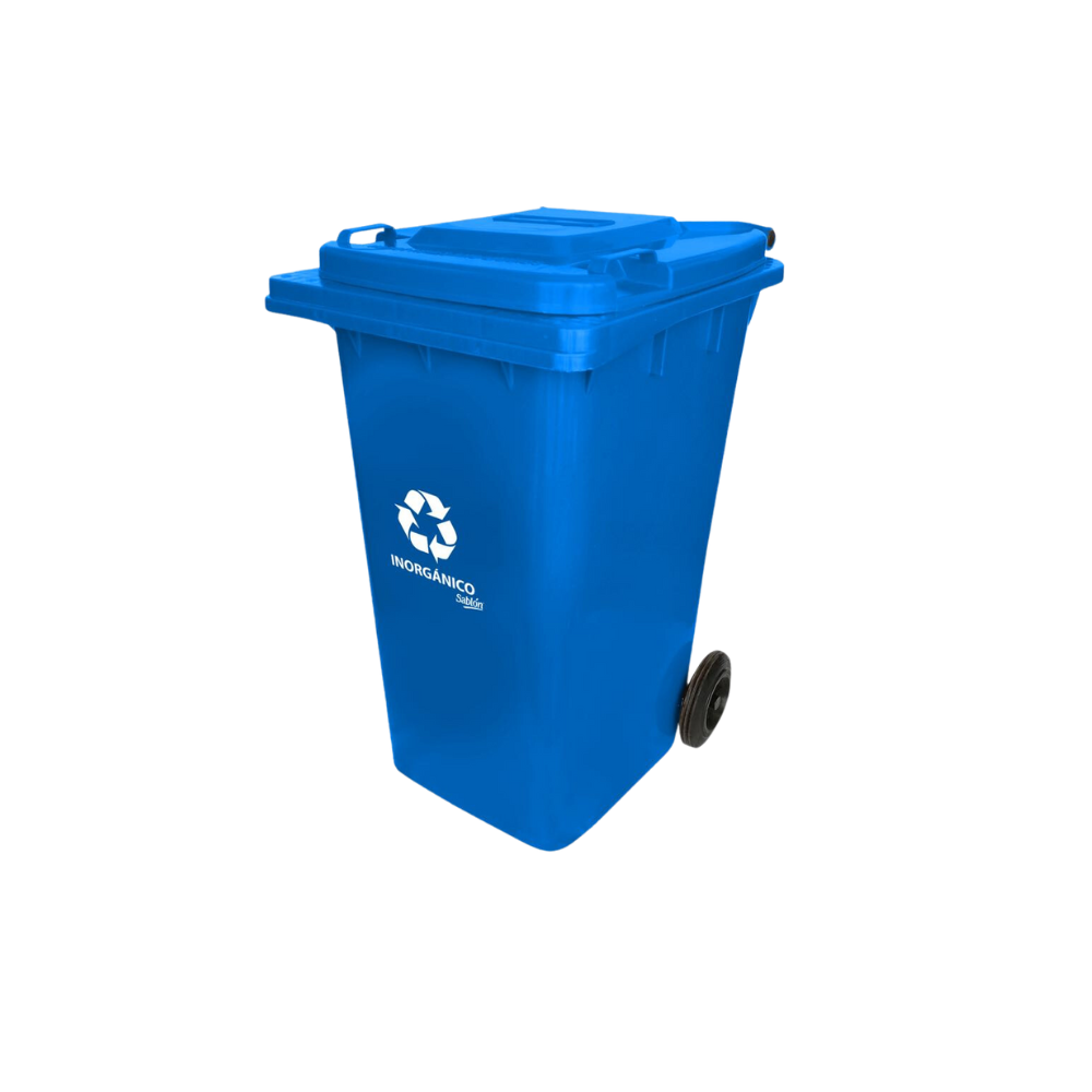 CONTENEDOR PARA BASURA 240 LITROS SIN PEDAL CON INSERTO ORGÁNICO, INORGÁNICO, RPBI. 9317IN