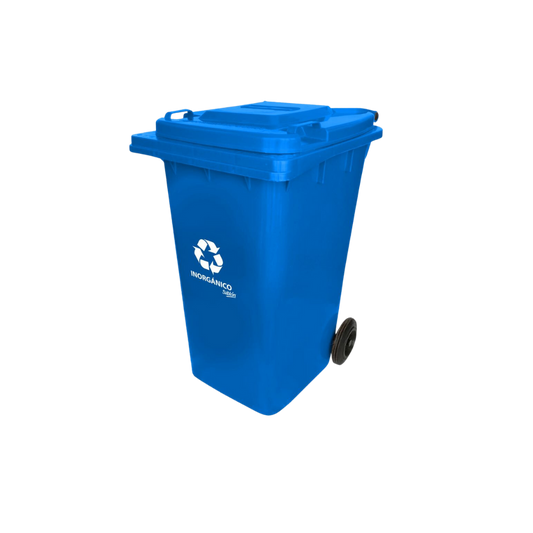 CONTENEDOR PARA BASURA 240 LITROS SIN PEDAL CON INSERTO ORGÁNICO, INORGÁNICO, RPBI. 9317IN