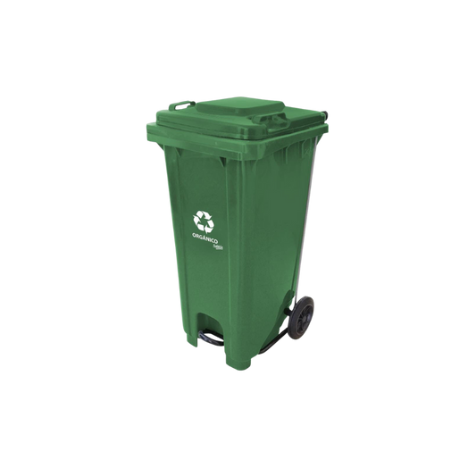 CONTENEDORES DE BASURA CON PEDAL DE 120 LITROS CON IMPRESO ORGÁNICO E INORGÁNICO SKU 9526OR