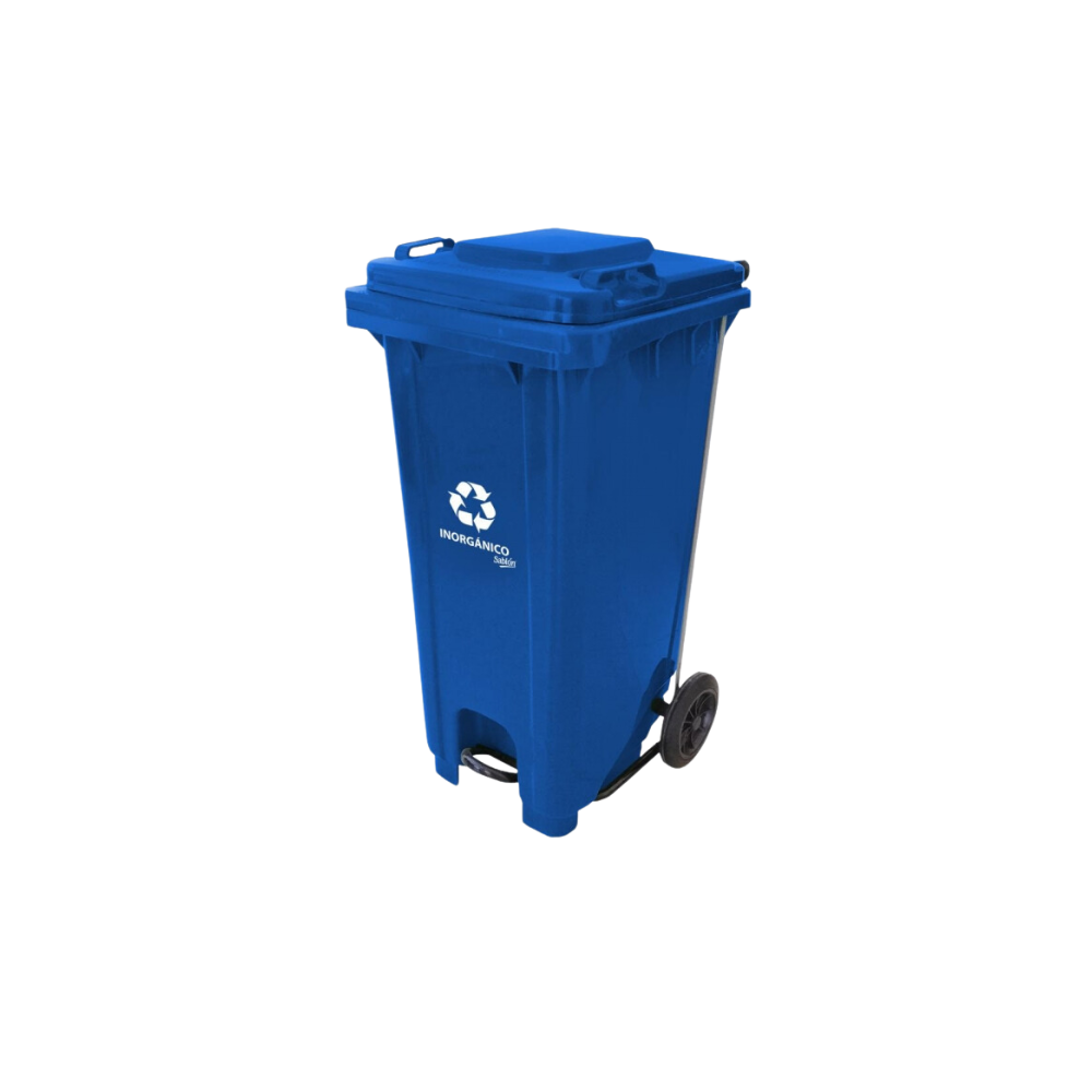 CONTENEDORES DE BASURA CON PEDAL DE 120 LITROS CON IMPRESO ORGÁNICO E INORGÁNICO SKU 9526OR