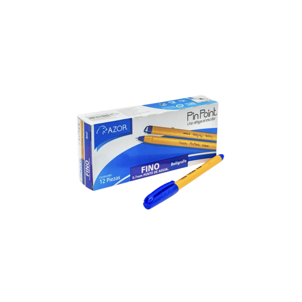 BOLÍGRAFO AZOR PIN POINT DE PUNTO FINO 0.7 MM CON 12 PZAS 301.6820