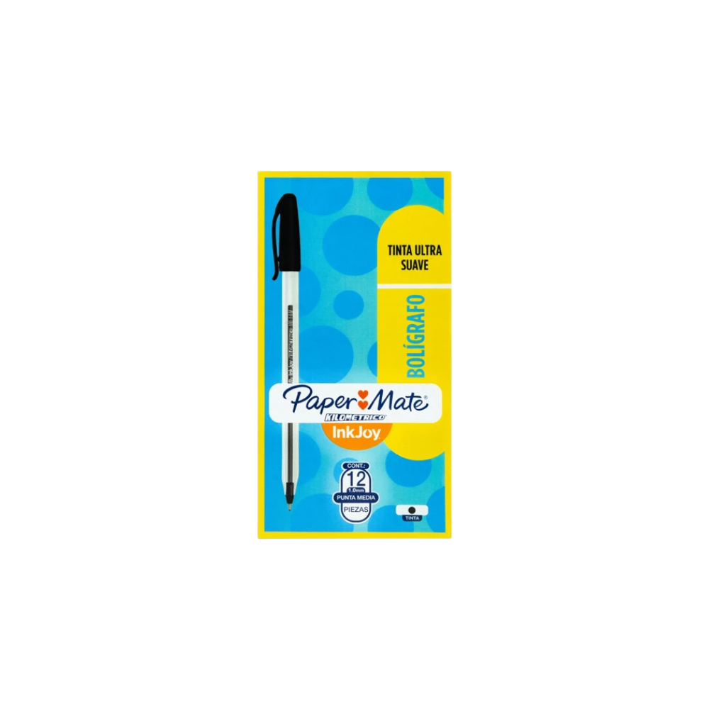 BOLÍGRAFO NEGRO PAPER MATE 1 MM CAJA CON 12 PIEZAS LA3533