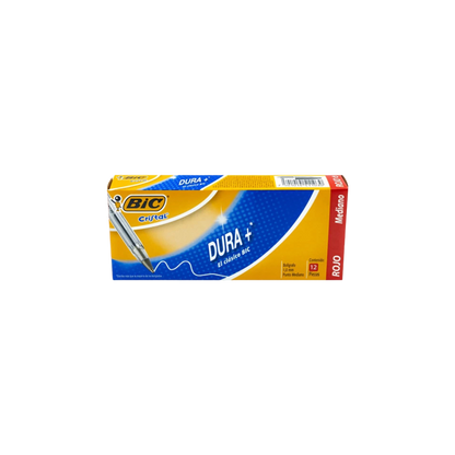 BOLÍGRAFO BIC CRISTAL COLOR ROJO PUNTO MEDIANO 12 PIEZAS 7501014511030