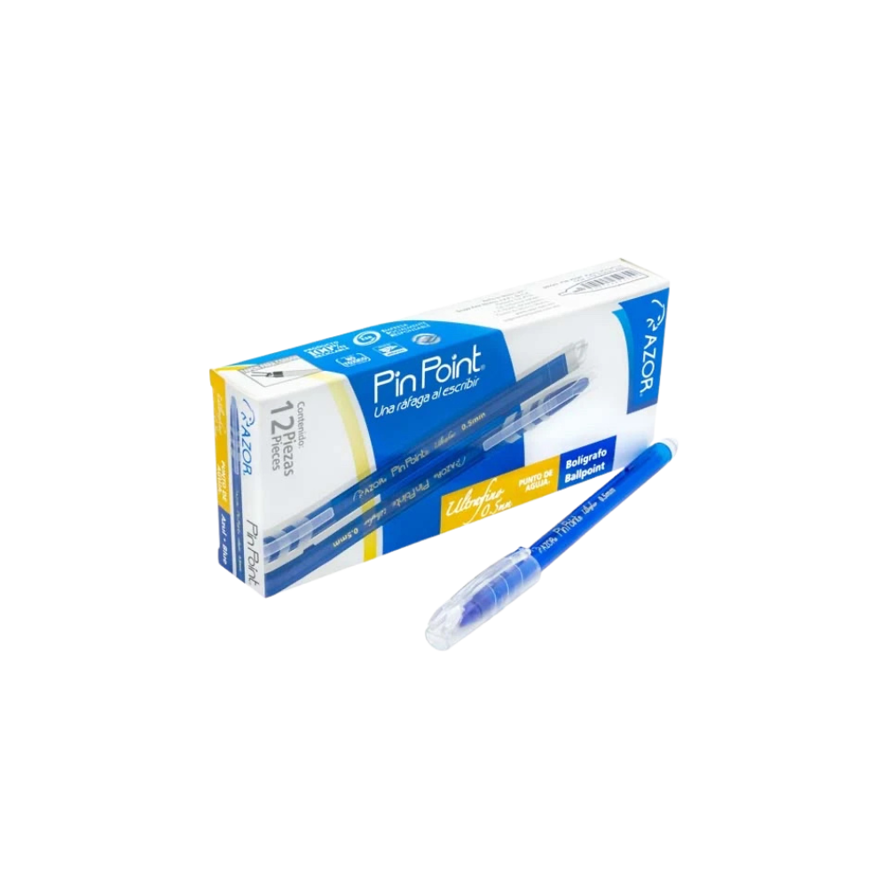 BOLÍGRAFO AZUL PUNTO ULTRAFINO PIN POINT COLOR AZUL CAJA CON 12 PIEZAS 301.6840AZ