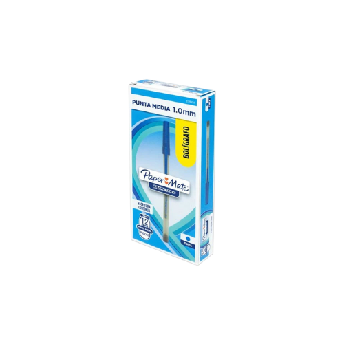 BOLÍGRAFO AZUL PAPER MATE MEDIANO 1.0 MM 12 PIEZAS 2129424