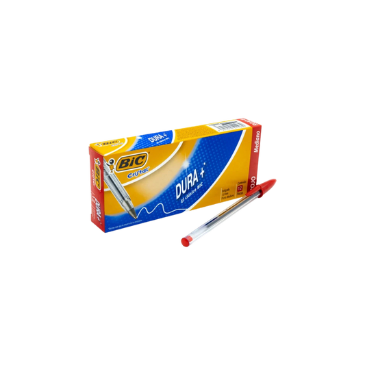 BOLÍGRAFO BIC CRISTAL COLOR ROJO PUNTO MEDIANO 12 PIEZAS 7501014511030