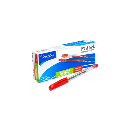 BOLÍGRAFO AZOR PIN POINT ROJO PUNTO MEDIANO 1.0 MM BLISTER CON 12 PZAS 301.6830RO