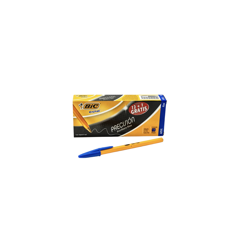 BOLÍGRAFO BIC CLÁSICO COLOR AZUL PUNTO FINO 12 PIEZAS 7501014511054