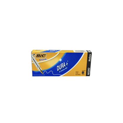 BOLÍGRAFO BIC CRISTAL COLOR NEGRO PUNTO MEDIANO 12 PIEZAS 7501014511023BCK