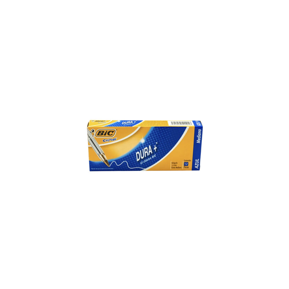 BOLÍGRAFO BIC CRISTAL COLOR AZUL PUNTO MEDIANO 12 PIEZAS 7501014511016