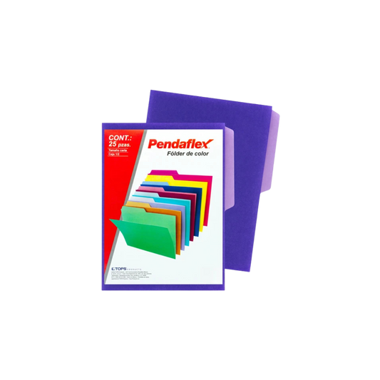 FOLDER DE PROPILENO COLOR VIOLETA PENDAFLEX TAMAÑO CARTA PAQUETE CON 25 PIEZAS C0025 1/2 VI