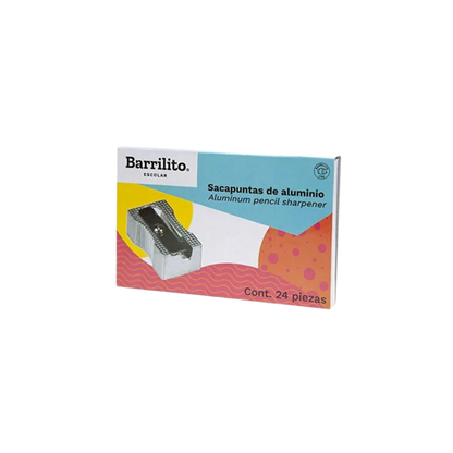 SACAPUNTAS METÁLICO MANUAL BARRILITO CAJA CON 24 PIEZAS SPT05