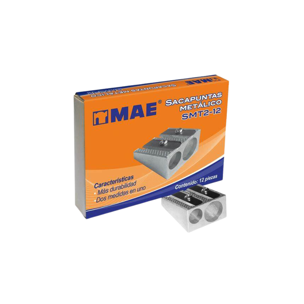 SACAPUNTAS METÁLICO MANUAL MAE CAJA CON 12 PIEZAS SMT2-12