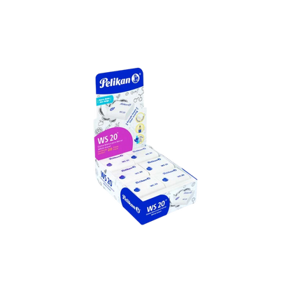 GOMA BLANCA PELIKAN WS20 DE PLÁSTICO CAJA CON 20 PIEZAS 6140200