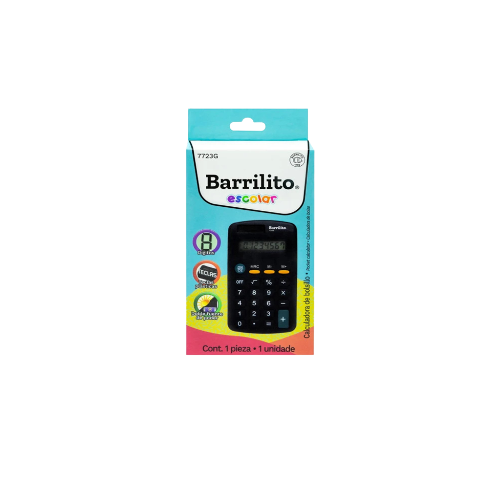 CALCULADORA DE BOLSILLO BARRILITO 7723G DE 8 DÍGITOS