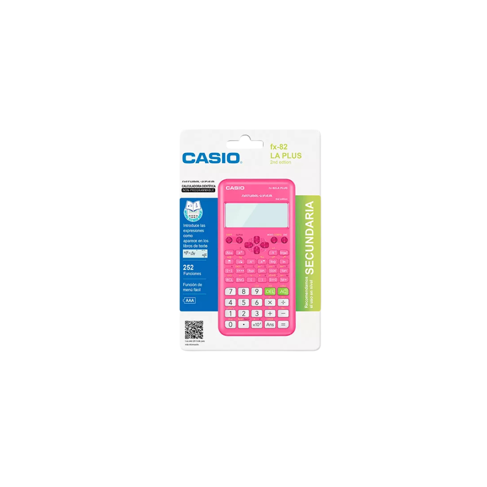 CALCULADORA CIENTÍFICA CASIO FX-82LAPLUS2-PK 252 FUNCIONES