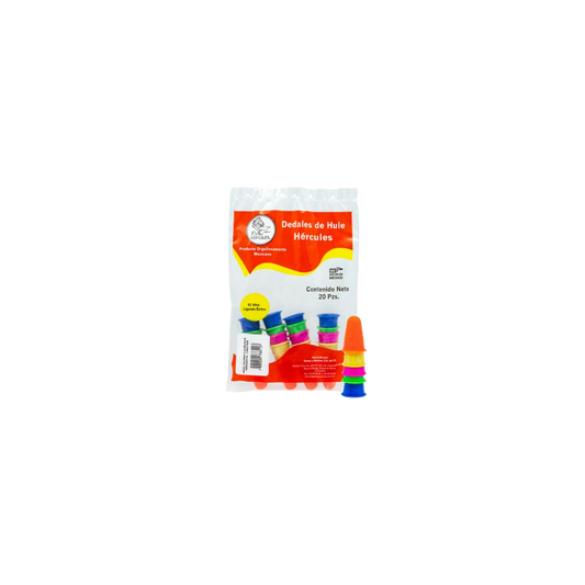 DEDAL DE HULE COLORES FLUORESCENTES DEL NO.12 HÉRCULES 1 BOLSA CON 20 PIEZAS DEDCLRF12-20