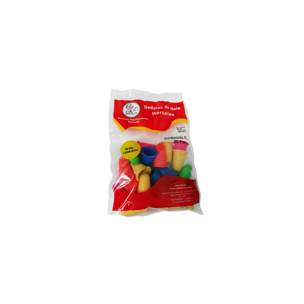 DEDAL DE HULE COLORES FLUORESCENTES DEL NO.11 HÉRCULES 1 BOLSA CON 20 PIEZAS DEDCLRF11-20