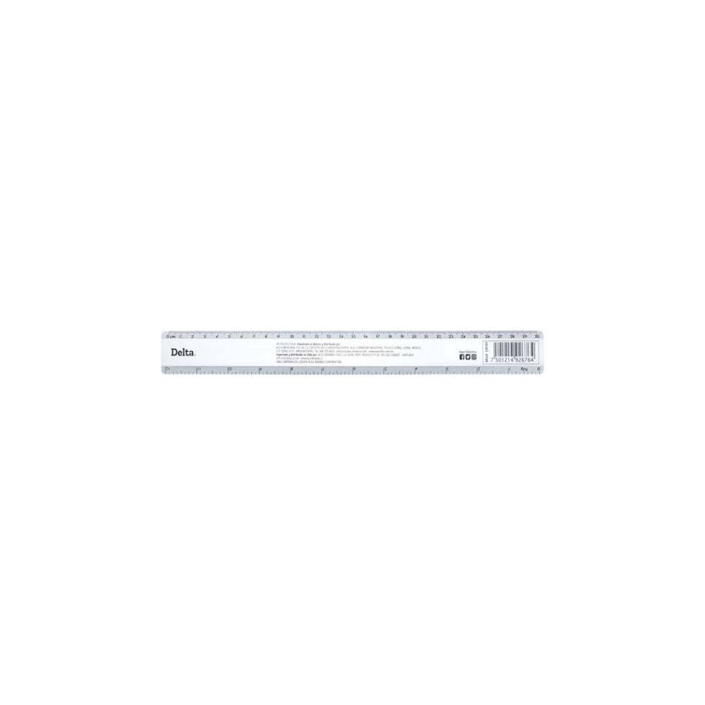REGLA DELTA DE 30 CM METÁLICA DE ALUMINIO 1 PIEZA DR30