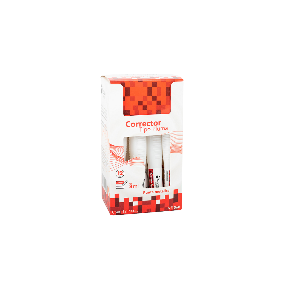 CORRECTOR NEXTEP TIPO PLUMA 8 ML PUNTA METÁLICA C/12 NE-068