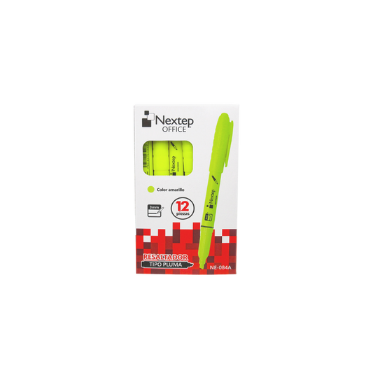 MARCADOR NEXTEP RESALTADOR C/12 TIPO PLUMA PUNTA CINCEL COLOR AMARILLO NE-084A