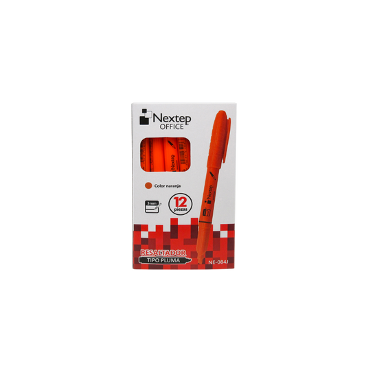 MARCADOR NEXTEP RESALTADOR TIPO PLUMA PUNTA CINCEL COLOR NARANJA NE-084J