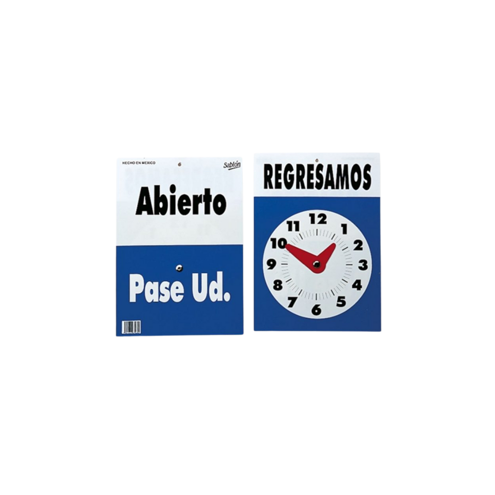 SEÑAL DE HORARIO ABIERTO-REGRESAMOS MARCA SABLÓN 7960